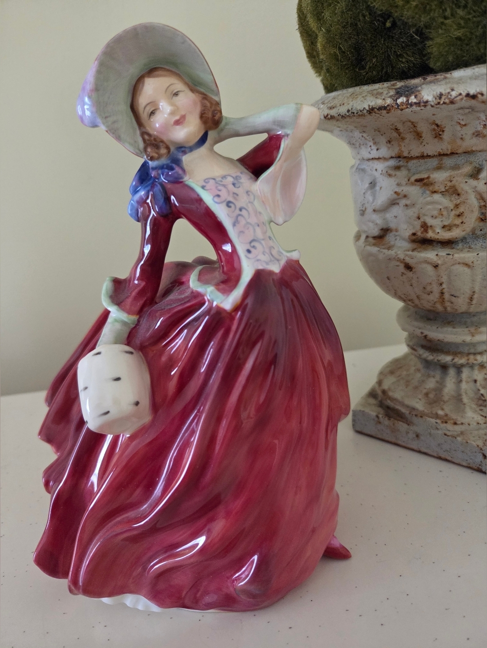 Antique Royal Doulton "Autumn Breezes" HN 1934  Red Dress Lady Figurine